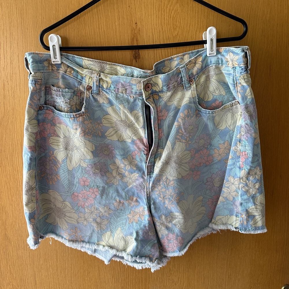 AE Floral Denim Mom Shorts